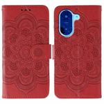 For Redmi A5 4G 173.3mm Sun Mandala Embossing Pattern Phone Leather Case(Red)