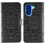 For Redmi A5 4G 171.7mm / Poco C71 4G Sun Mandala Embossing Pattern Phone Leather Case(Black)