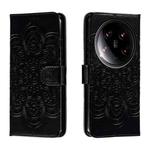 For Xiaomi 14 Ultra Sun Mandala Embossing Pattern Phone Leather Case(Black)