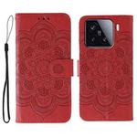 For Xiaomi 15 Sun Mandala Embossing Pattern Phone Leather Case(Red)