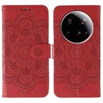 For Xiaomi 15 Ultra Sun Mandala Embossing Pattern Phone Leather Case(Red)