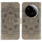 For Xiaomi 15 Ultra Sun Mandala Embossing Pattern Phone Leather Case(Grey)