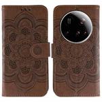 For Xiaomi 15 Ultra Sun Mandala Embossing Pattern Phone Leather Case(Brown)
