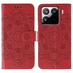 For Xiaomi 15 Pro Sun Mandala Embossing Pattern Phone Leather Case(Red)