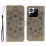 For Xiaomi 15 Pro Sun Mandala Embossing Pattern Phone Leather Case(Grey)