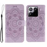 For Xiaomi 15 Pro Sun Mandala Embossing Pattern Phone Leather Case(Purple)