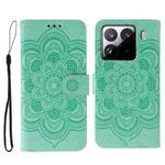 For Xiaomi 15 Pro Sun Mandala Embossing Pattern Phone Leather Case(Green)