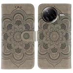 For Xiaomi Poco F7 Ultra / Redmi K80 Pro Sun Mandala Embossing Pattern Phone Leather Case(Grey)