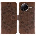 For Xiaomi Poco F7 Ultra / Redmi K80 Pro Sun Mandala Embossing Pattern Phone Leather Case(Brown)