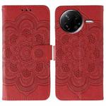 For Xiaomi Poco F7 Pro / Redmi K80 Sun Mandala Embossing Pattern Phone Leather Case(Red)