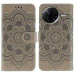 For Xiaomi Poco F7 Pro / Redmi K80 Sun Mandala Embossing Pattern Phone Leather Case(Grey)