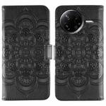 For Xiaomi Poco F7 Pro / Redmi K80 Sun Mandala Embossing Pattern Phone Leather Case(Black)