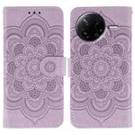 For Xiaomi Poco F7 Pro / Redmi K80 Sun Mandala Embossing Pattern Phone Leather Case(Purple)