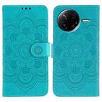 For Xiaomi Poco F7 Pro / Redmi K80 Sun Mandala Embossing Pattern Phone Leather Case(Blue)