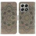 For Xiaomi 14T Pro Sun Mandala Embossing Pattern Phone Leather Case(Grey)