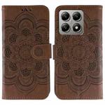 For Xiaomi 14T Pro Sun Mandala Embossing Pattern Phone Leather Case(Brown)