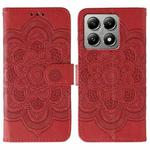 For Xiaomi 14T Sun Mandala Embossing Pattern Phone Leather Case(Red)