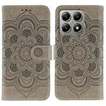 For Xiaomi 14T Sun Mandala Embossing Pattern Phone Leather Case(Grey)