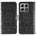 For Xiaomi 14T Sun Mandala Embossing Pattern Phone Leather Case(Black)