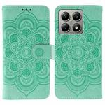 For Xiaomi 14T Sun Mandala Embossing Pattern Phone Leather Case(Green)
