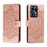 For Honor 90 GT Sun Mandala Embossing Pattern Phone Leather Case(Rose Gold)