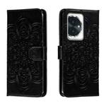 For Honor 100 Sun Mandala Embossing Pattern Phone Leather Case(Black)