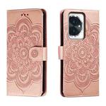 For Honor 100 Sun Mandala Embossing Pattern Phone Leather Case(Rose Gold)