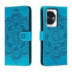 For Honor 100 Sun Mandala Embossing Pattern Phone Leather Case(Blue)