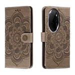 For Honor 100 Pro Sun Mandala Embossing Pattern Phone Leather Case(Grey)