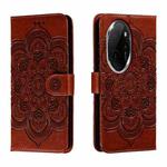 For Honor 100 Pro Sun Mandala Embossing Pattern Phone Leather Case(Brown)