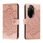 For Honor 100 Pro Sun Mandala Embossing Pattern Phone Leather Case(Rose Gold)