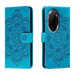 For Honor 100 Pro Sun Mandala Embossing Pattern Phone Leather Case(Blue)