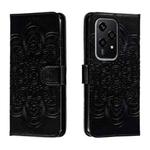 For Honor 200 Lite Global Sun Mandala Embossing Pattern Phone Leather Case(Black)