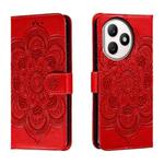 For Honor X50i+ Sun Mandala Embossing Pattern Phone Leather Case(Red)