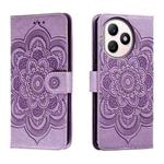 For Honor X50i+ Sun Mandala Embossing Pattern Phone Leather Case(Purple)