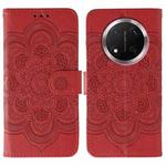 For Honor Magic7 Lite Sun Mandala Embossing Pattern Phone Leather Case(Red)