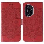 For Honor 400 Sun Mandala Embossing Pattern Phone Leather Case(Red)