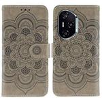 For Honor 400 Sun Mandala Embossing Pattern Phone Leather Case(Grey)