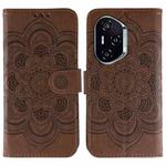 For Honor 400 Sun Mandala Embossing Pattern Phone Leather Case(Brown)
