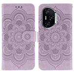 For Honor 400 Sun Mandala Embossing Pattern Phone Leather Case(Purple)