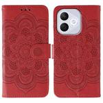 For Honor 400 Lite Sun Mandala Embossing Pattern Phone Leather Case(Red)