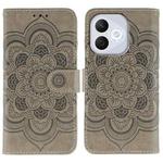 For Honor 400 Lite Sun Mandala Embossing Pattern Phone Leather Case(Grey)