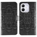 For Honor 400 Lite Sun Mandala Embossing Pattern Phone Leather Case(Black)