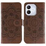For Honor 400 Lite Sun Mandala Embossing Pattern Phone Leather Case(Brown)