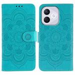 For Honor 400 Lite Sun Mandala Embossing Pattern Phone Leather Case(Blue)