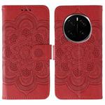 For Honor Magic7 Pro Sun Mandala Embossing Pattern Phone Leather Case(Red)