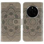 For Honor Magic7 Pro Sun Mandala Embossing Pattern Phone Leather Case(Grey)