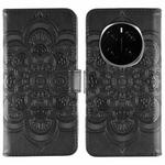 For Honor Magic7 Pro Sun Mandala Embossing Pattern Phone Leather Case(Black)