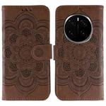 For Honor Magic7 Pro Sun Mandala Embossing Pattern Phone Leather Case(Brown)