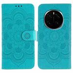 For Honor Magic7 Pro Sun Mandala Embossing Pattern Phone Leather Case(Blue)